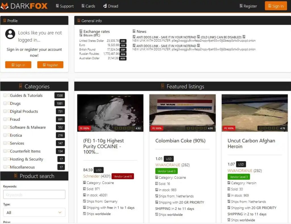 DarkFox Market Links